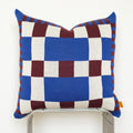 Cobalt & Merlot Knit Pillow Cover – Bold Color-Block Design | Studio Grid Series